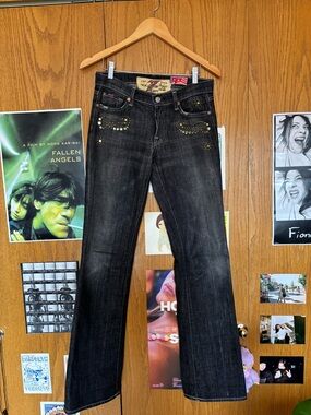 Vintage 7 For All Mankind - Black Studded Flare Jeans